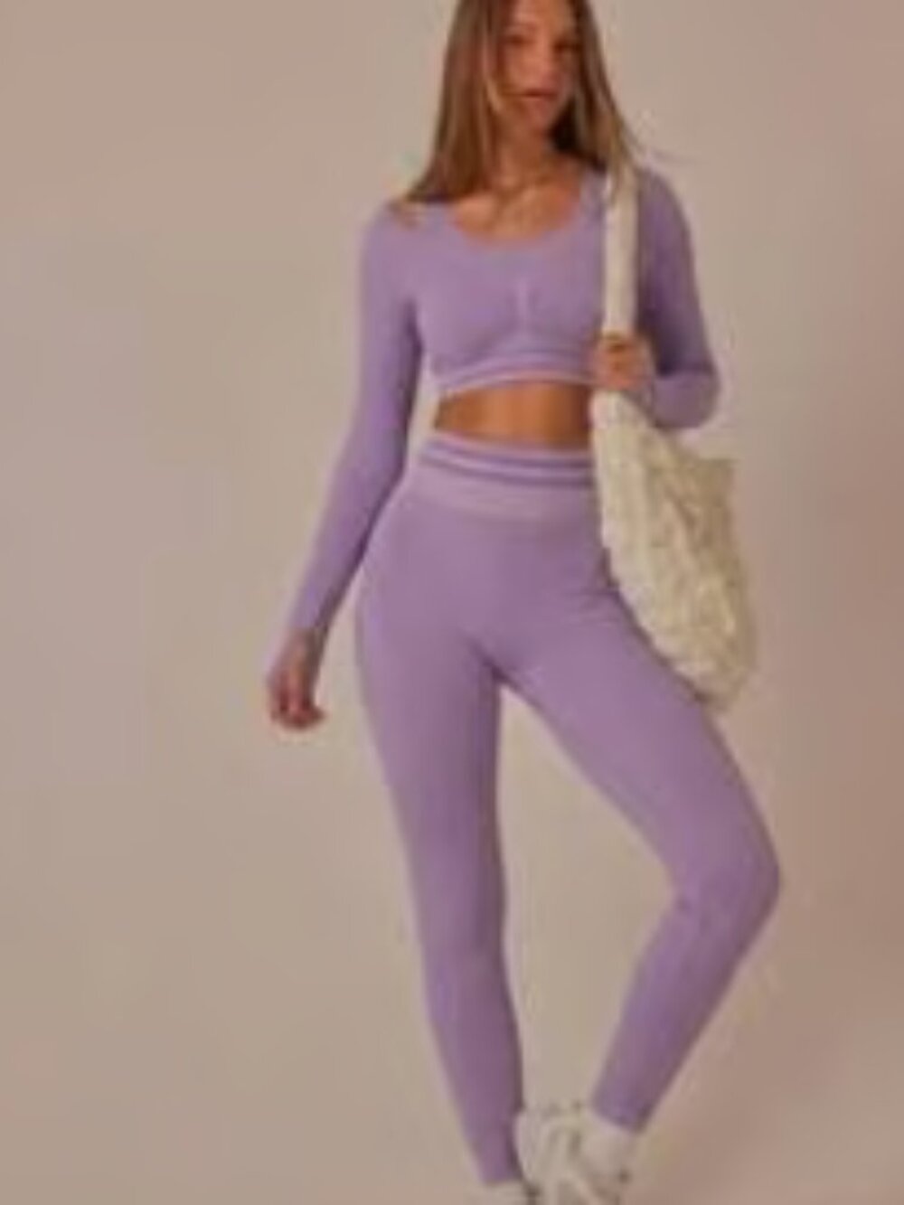 Seamless Leggings and Long Sleeve Crop Top Matching Set - Picture 4 of 10